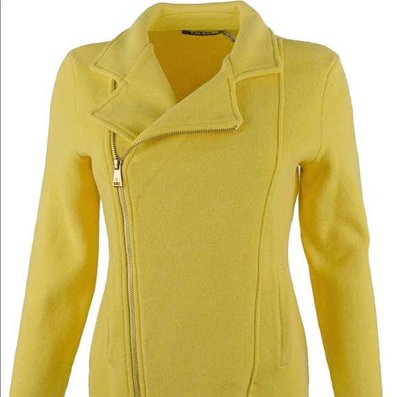 Ralph Lauren Jackets & Blazers - Ralph Lauren yellow moto style knit jacket